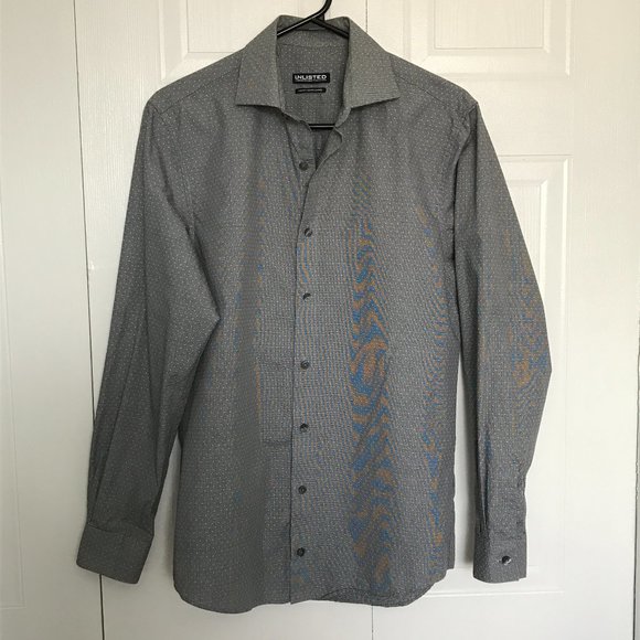 Unlisted kenneth Cole Grey & White Dress Shirt - Picture 1 of 8